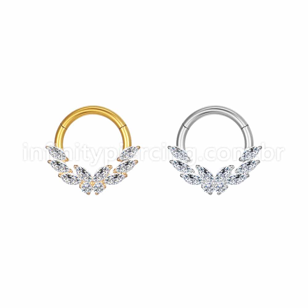 Piercing Argola Aço Cirúrgico Borboleta Zircônia Cravejada